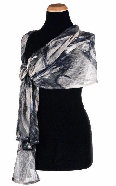 Women's Wrap in Lovely Lace in Blue Tied | Handmade in Seattle WA | Pandemonium Millinery