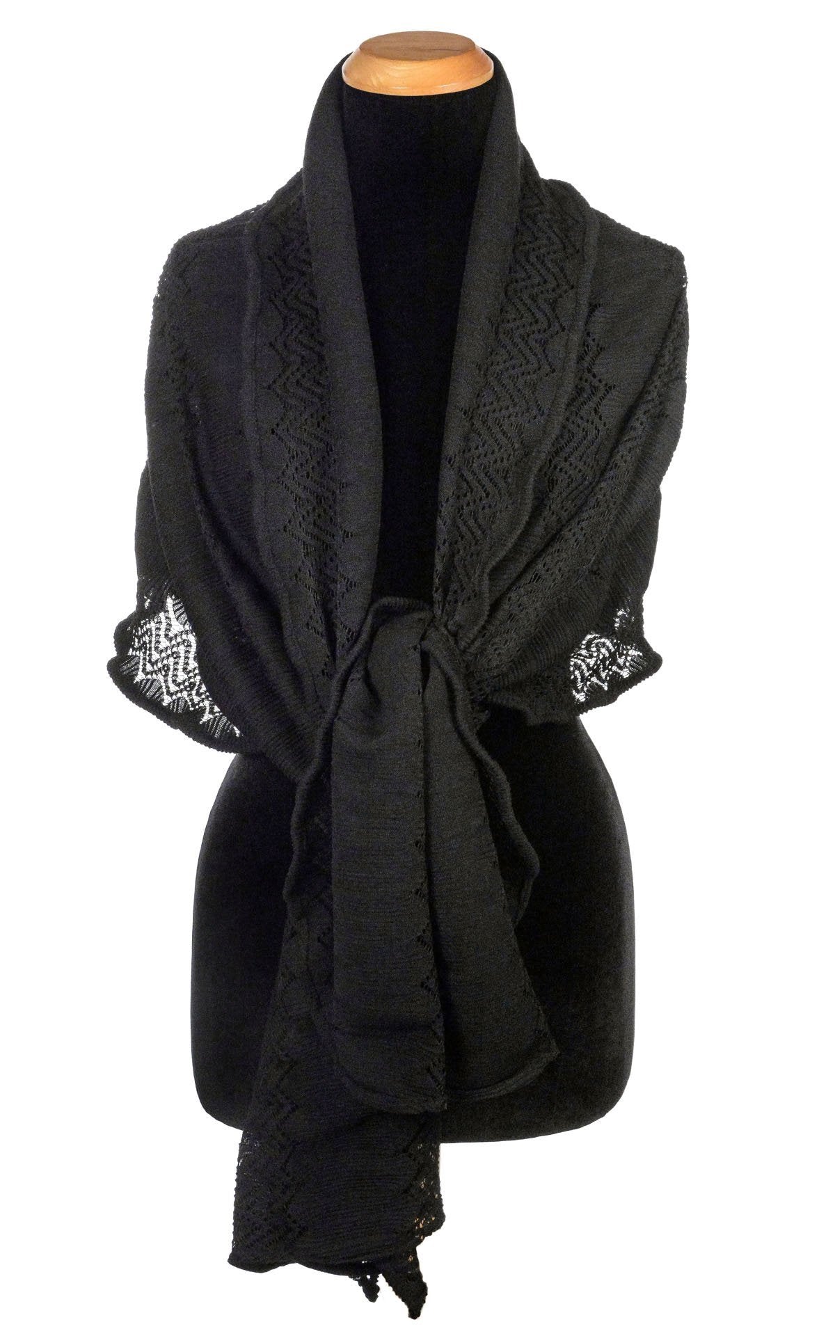 Women's Wrap in Night's Raven Tied in Front | Handmade in Seattle WA | Pandemonium Millinery