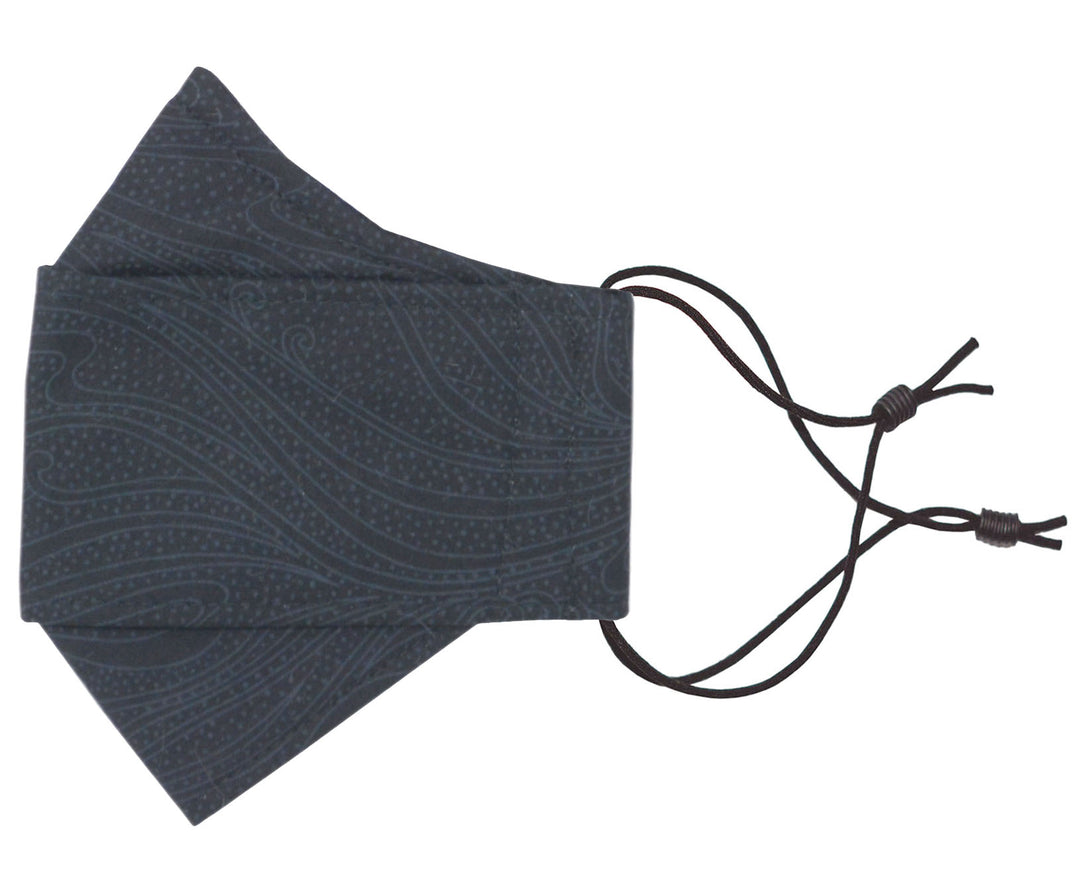 Pop-Up Face Mask - Black Sea Cotton - Handmade by Pandemonium Millinery Seattle, WA USA