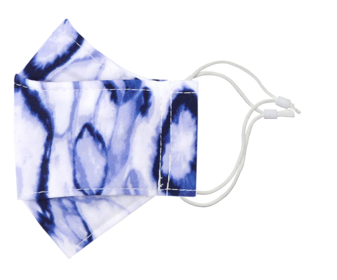 Pop-Up Face Mask - Crystal Raindrops in Blue Cotton - Handmade by Pandemonium Millinery Seattle, WA USA