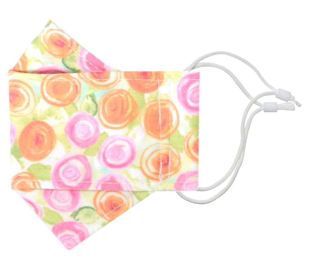 Pop-Up Face Mask - Field Day in Pink Cotton - Handmade by Pandemonium Millinery Seattle, WA USA