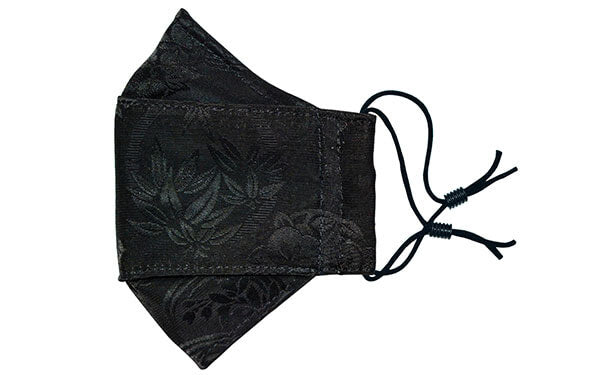 Pop-Up Face Mask - Black Bamboo Kimono Print - Pandemonium Millinery - Handmade Seattle, WA USA