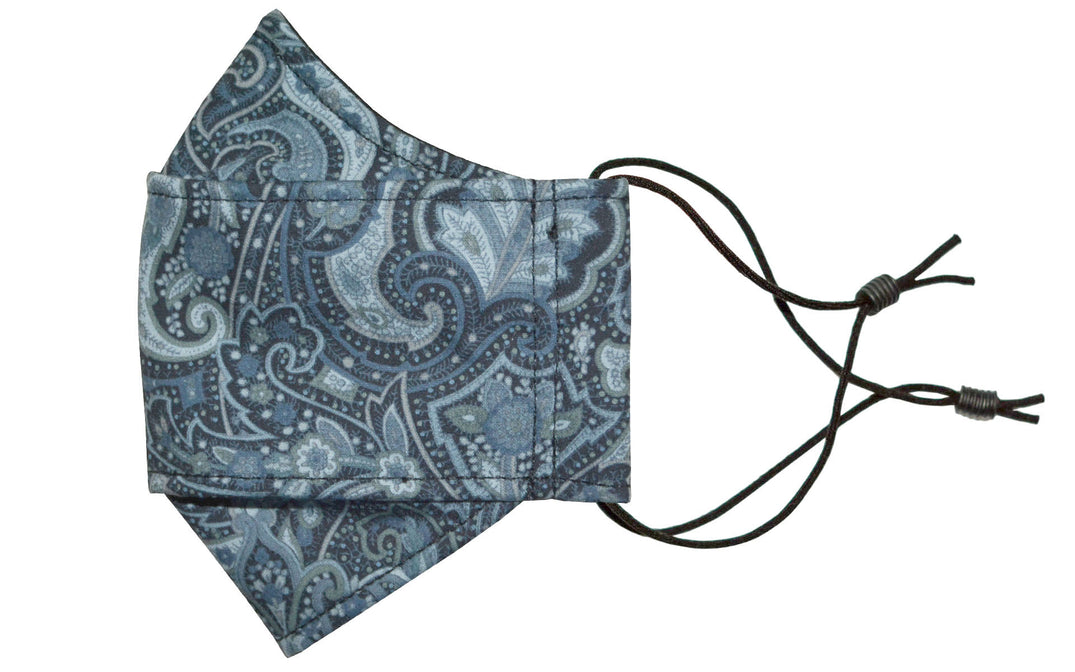 Pop-Up Face Mask - Paisley in Sky Spirit - Handmade by Pandemonium Millinery Seattle, WA USA