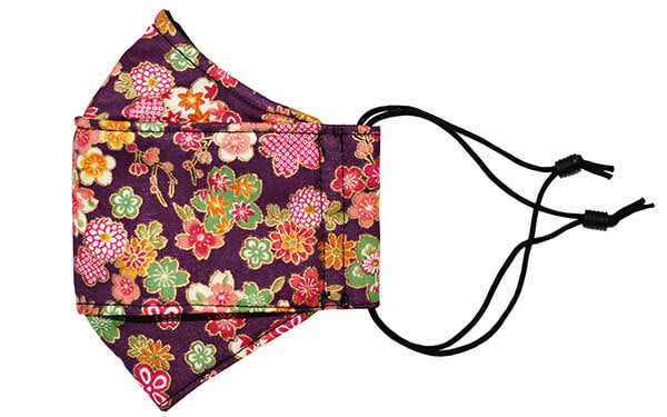 Pop-Up Face Mask - Purple Hana - Handmade by Pandemonium Millinery Seattle, WA USA