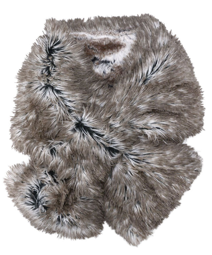 Pull-Thru Scarf | Arctic Fox Faux Fur Lined Birch | Handmade by Pandemonium Seattle USA