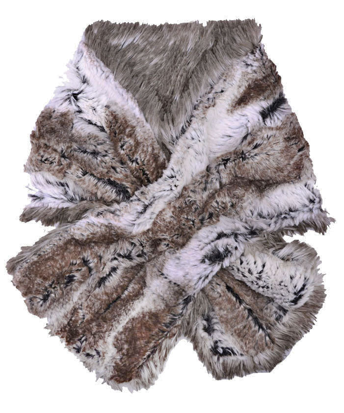 Pull-Thru Scarf | Arctic Fox Faux Fur with Birch | Handmade by Pandemonium Seattle USA