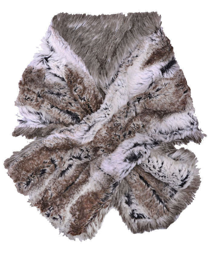 Pull-Thru Scarf | Arctic Fox Faux Fur Lined Birch | Handmade by Pandemonium Seattle USA