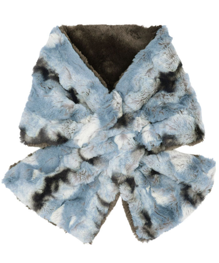 Pull Thru Slide Scarf in Rainier Sky Faux Fur Handmade in Seattle, WA USA by Pandemonium Millinery