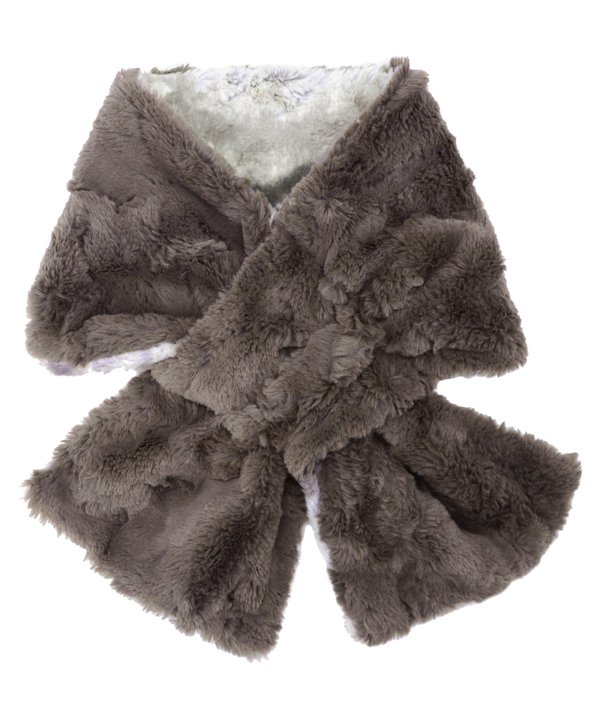 Pull Through Scarf in White Water Faux Fur Handmade in Seattle, WA USA by Pandemonium Millinery
