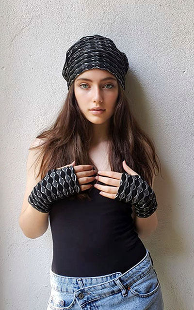 Fingerless Gloves, Short in Lunar Eclipse handmade in Seattle, WA USA by Pandemonium Millinery