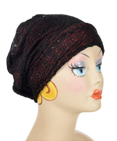 Women's Rowdie Hat in Glitzy Glam in Black with Blood Moon | Handmade in Seattle WA | Pandemonium Millinery