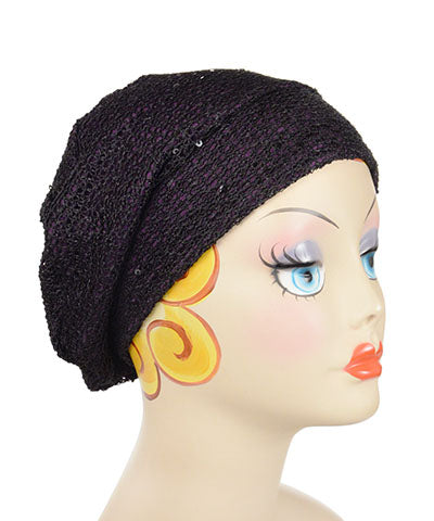 Women&#39;s Rowdie Hat in Glitzy Glam in Black with Purple Haze | Handmade in Seattle WA | Pandemonium Millinery