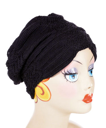 Side View of Rowdie Hat Shown in  Night's Raven | Pandemonium Millinery | Handmade in Seattle WA USA