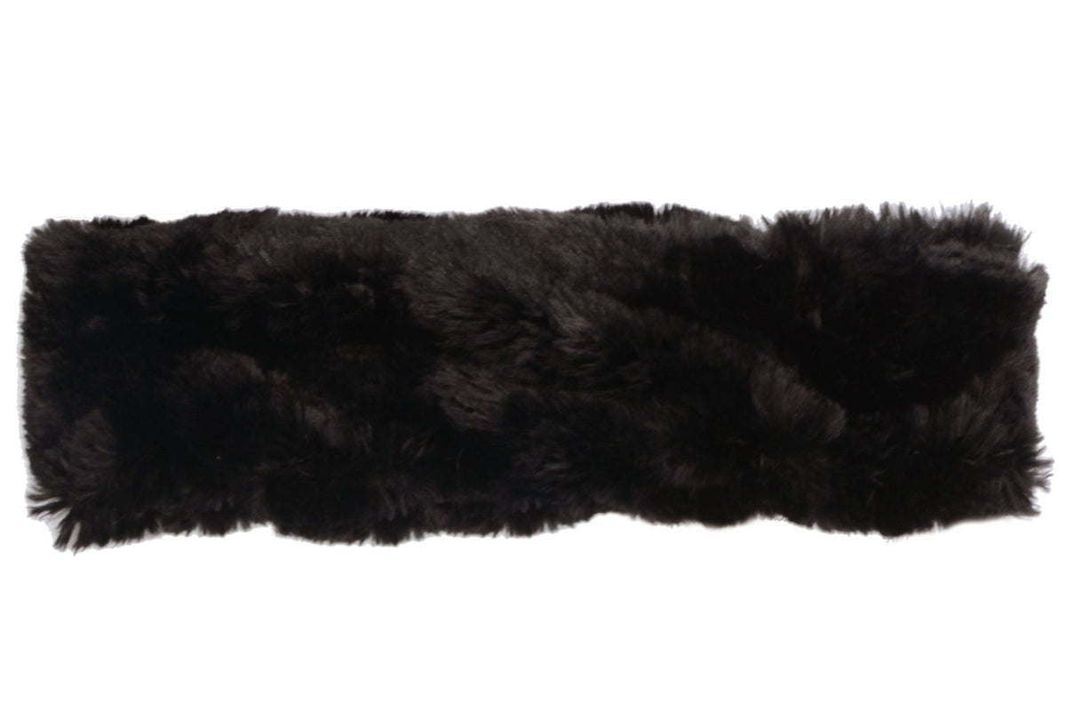 Onyx Narrow Ear / Neck Cozy in Royal Opulence faux fur. Handmade by Pandemonium Seattle.