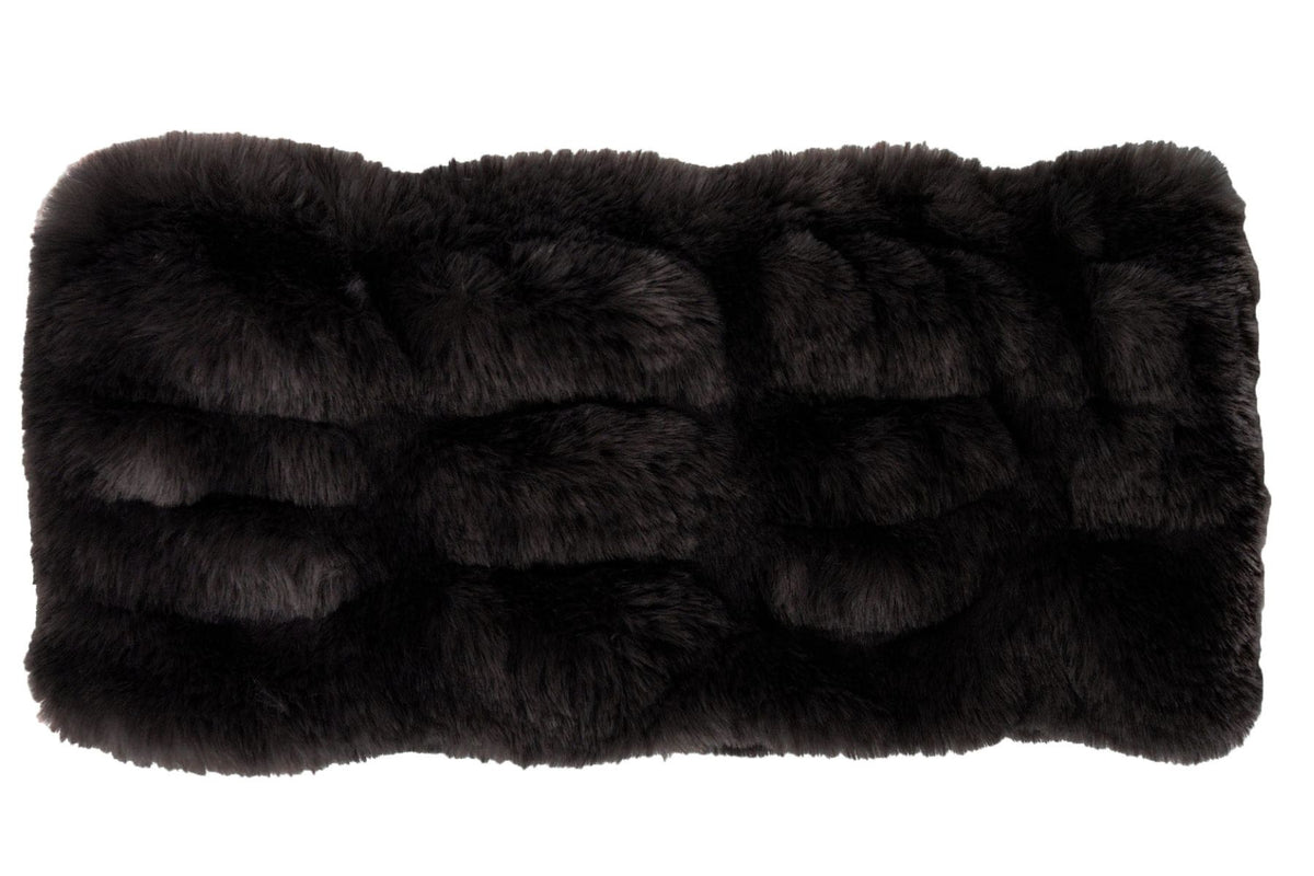 Wide Ear / Neck Cozy in Onyx Royal Opulence faux fur. Handmade by Pandemonium Seattle.