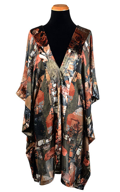 Santé Fe Kaftan | Grand Canyon Desert Georgette with Velvet Trim | Made in Seattle WA  Leigh Young Collection