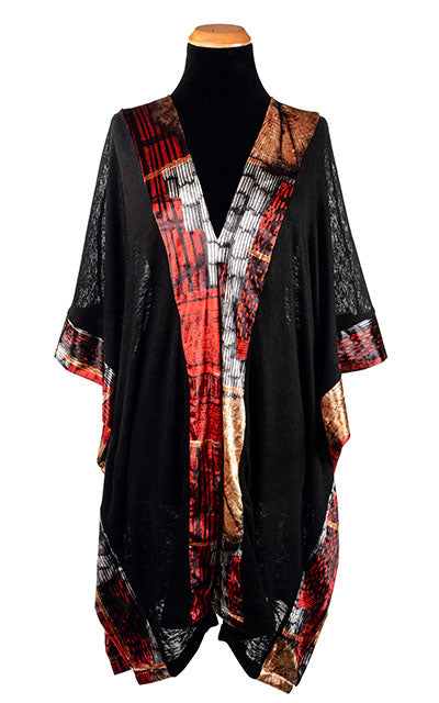 Santé Fe Kaftan | Desert Crepe in Scorpion with Painted Desert Velvet Trim | Handmade in Seattle WA USA | Leigh Young Collection