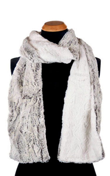 Men&#39;s Classic Scarf - Two-Tone, Luxury Faux Fur in Khaki (Only One Skinny W/ Chocolate Available)