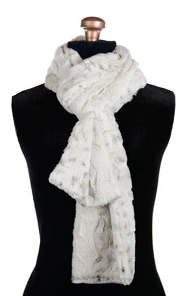 Men&#39;s Classic Scarf | Winter Frost White with Hints of Black Faux Fur | Handmade in the USA by Pandemonium Seattle