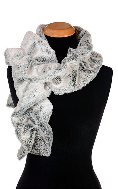 Scrunchy Scarf Model Shot | Frosted Cedar Faux Fur | Handmade USA by Pandemonium Seattle