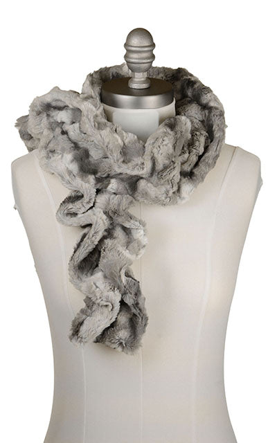 Product shot of Scrunchy Scarf in Cascade White Water Faux Fur. Made by Pandemonium Seattle.