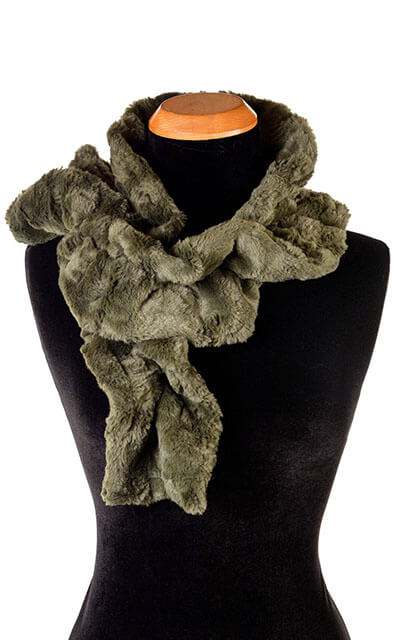 Scrunchy Scarf Cuddly Faux Fur in Army Green by Pandemonium Millinery