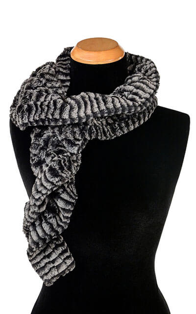 Scrunchy Scarf Luxury Faux Fur in 8mm Black and White by Pandemonium Millinery