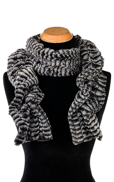 Scrunchy Scarf Luxury Faux Fur in 8mm Black and White by Pandemonium Millinery