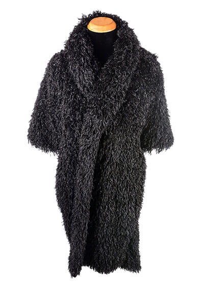 Shrug Wrap Black Swan Faux Feather Fur Handmade in Seattle WA by Pandemonium Seattle