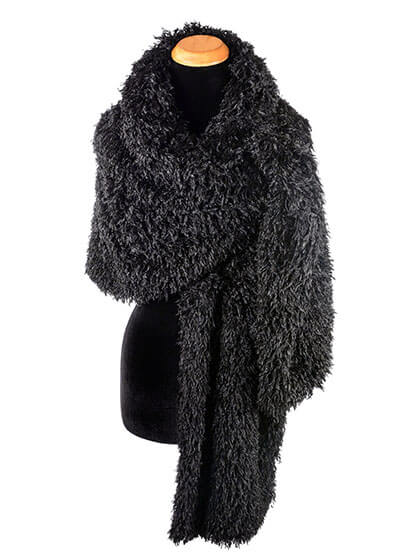 Shrug Wrap Black Swan Faux Feather Fur Looped Handmade in Seattle WA by Pandemonium Seattle