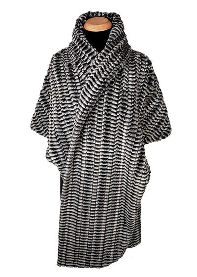 Shrug Wrap Luxury Faux Fur in 8mm in Black/White Handmade by Pandemonium Seattle