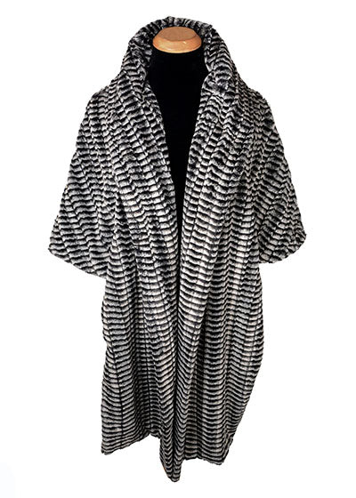 Shrug Wrap Luxury Faux Fur in 8mm in Black/White Handmade by Pandemonium Seattle