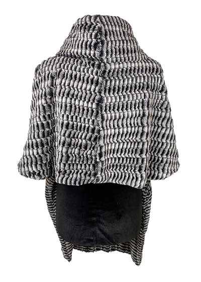 Shrug Wrap Luxury Faux Fur in 8mm in Black/White Handmade by Pandemonium Seattle