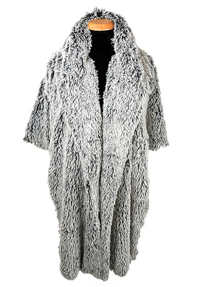 Model wearing Shrug Wrap Foxy Beach Handmade by Pandemonium Seattle