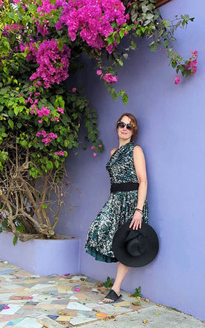Model wearing Siren Top | Granada Burnout Velvet | LYC Handmade in Seattle WA