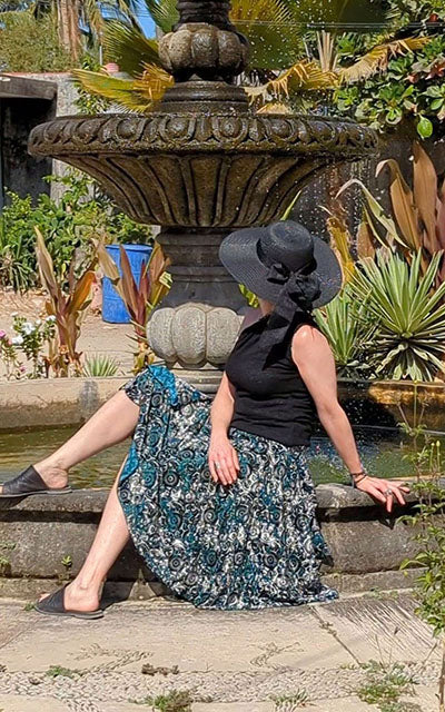 Model Wearing Circle Skirt by Fountain | Granada Burnout Velvet | LYC Handmade in Seattle WA