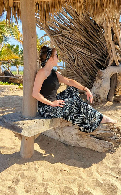 Model Wearing Hair Tie | Maui Nights | Leigh Young Collection Handmade in Seattle WA