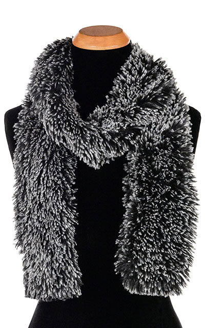 Pandemonium Millinery Classic Scarf - Fox Faux Fur Skinny / Silver Tipped Fox in Black Scarves