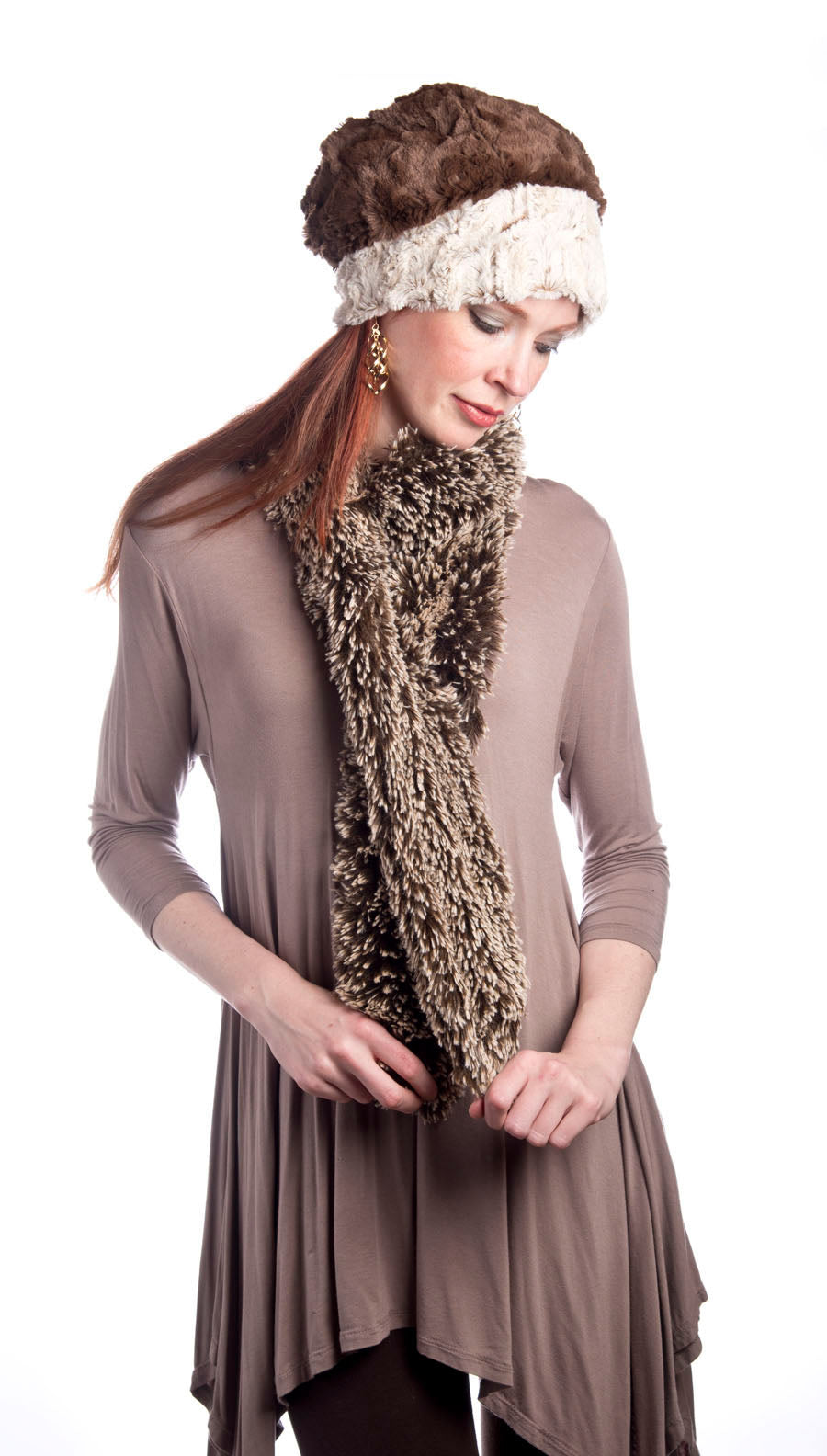 Classic Scarf - Silver Tipped Fox Faux Fur in Brown (Classic Dye Lots - Standard Size Only)