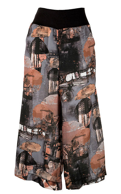 Southwest Gaucho Pants | Desert Georgette in Petrified Forest | Handmade in Seattle WA USA | Leigh Young Collection