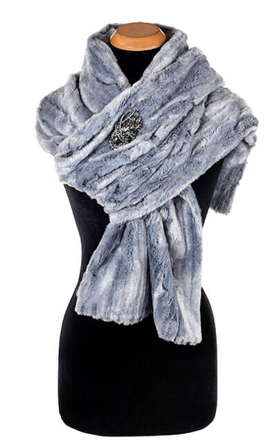 Stole in Luxury Faux Fur in Glacier Bay  by Pandemonium Millinery
