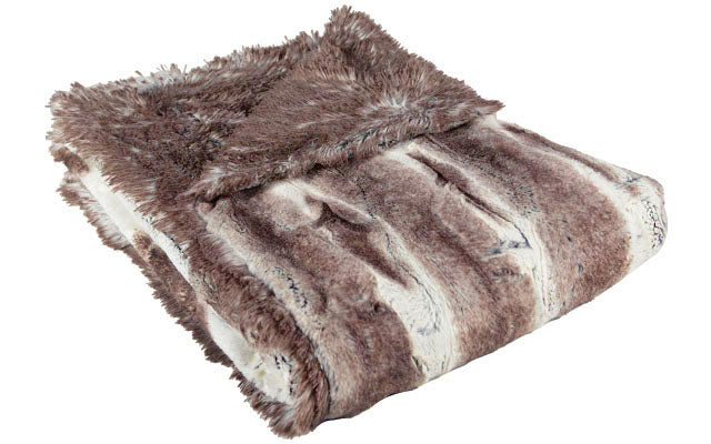Pet Blanket in Birch Luxury Faux Fur with Arctic Fox | Handmade in Seattle WA | Pandemonium Millinery