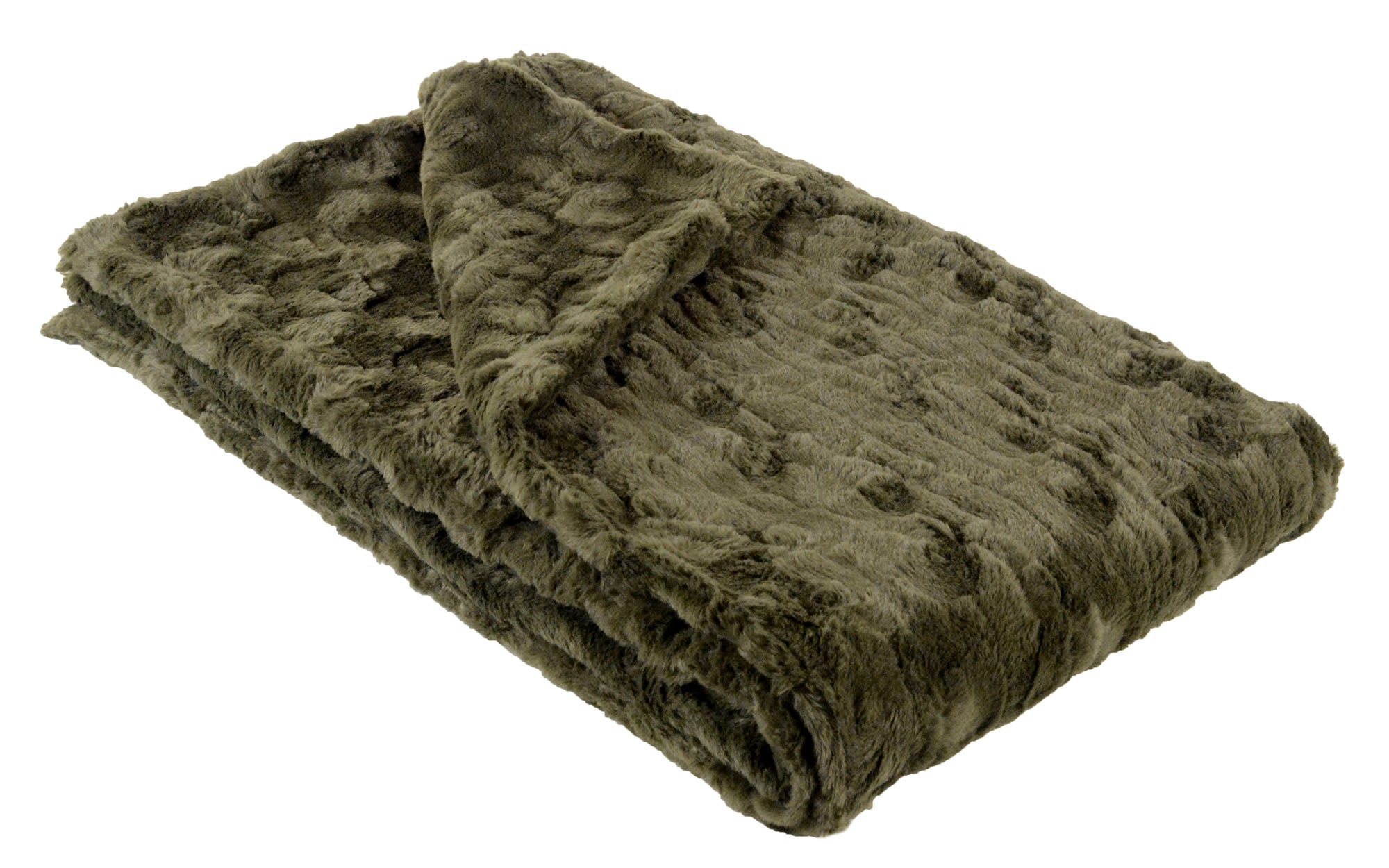 Throw Cuddly Faux Fur in Army Green by Pandemonium 