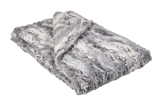 Luxury Faux Fur in  Winter River; Ice Blue  Ivory | Luxury Faux Fur Throws | Pandemonium Millinery