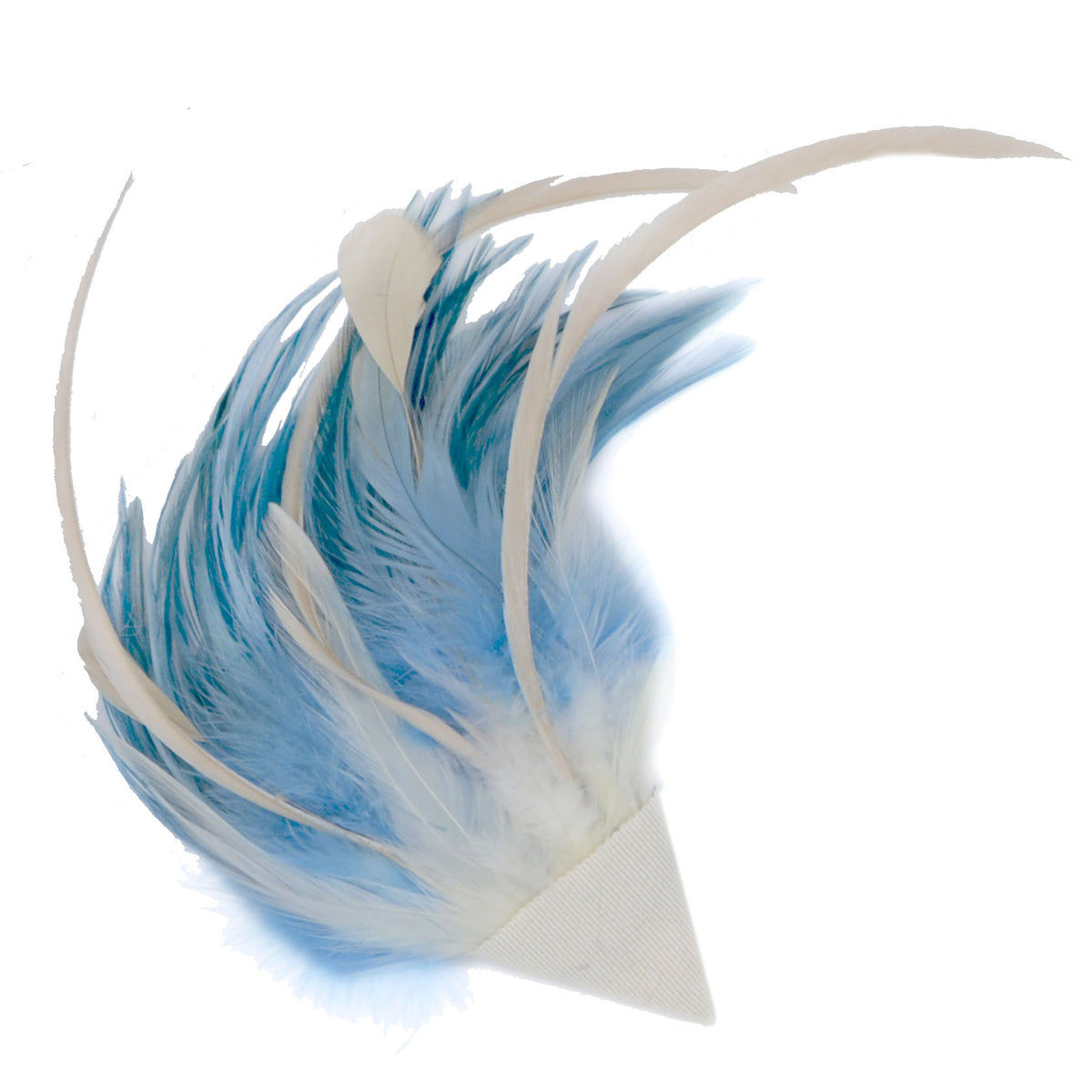 Feather Brooch - Sky Blue &amp; Cream
