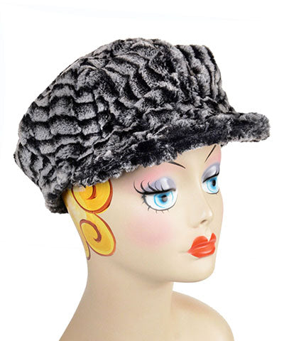 Valerie Cap Style - Luxury Faux Fur in 8mm in Black/White Handmade by Pandemonium Seattle