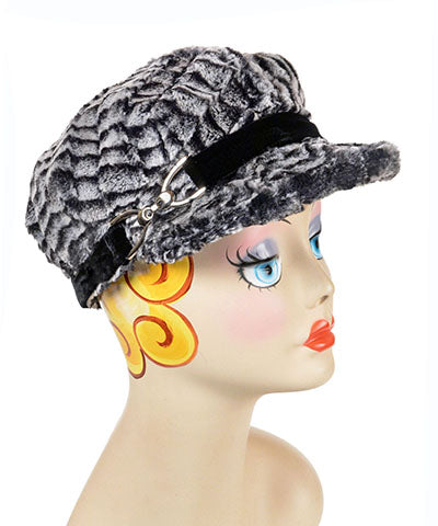 Valerie Cap Style - Luxury Faux Fur in 8mm in Black/White Handmade by Pandemonium Seattle