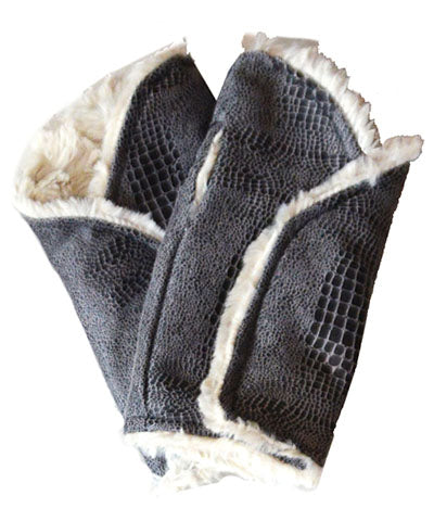 Reversible Fingerless Gloves | Vegan Leather Outback in Brown Assorted Faux Fur | Pandemonium Millinery
