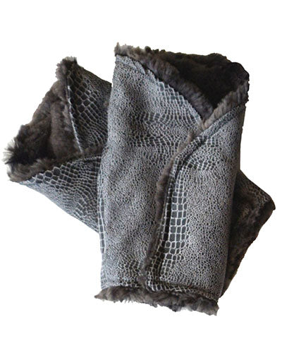 Reversible Fingerless Gloves | Vegan Leather Outback in Brown Assorted Faux Fur | Pandemonium Millinery