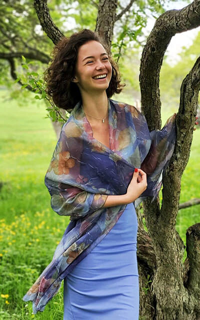 Women's Coastal Garden Wrap in Sea Lavender in a Meadow | Handmade in Seattle WA | Pandemonium Millinery